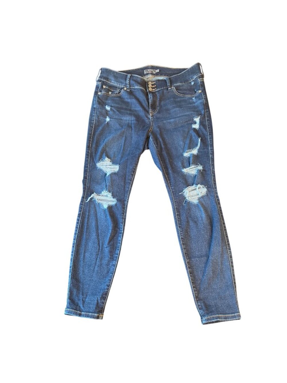 Torrid Distressed Skinny Jeans Ripped Stretch Mid Rise Medium Wash Sz 14